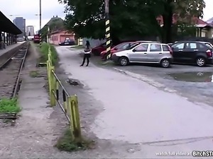 Bitch STOP - Busty teen Nikola fucked outdoor