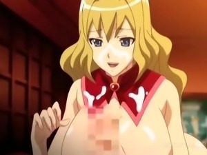 Sexy blonde anime doll fucks a boner with huge boobs
