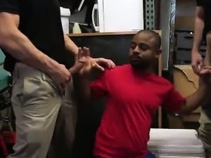 Ebony hunk sucks cock at the pawn shop for cash