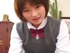 Schoolgirl slut Shinobu Kasagi sucks a cock uncensored