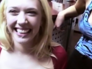 Big Titty Blonde Takes Facial At An Office Party