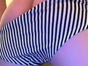 Sexy Girl In Striped Panties