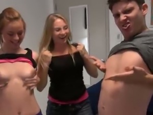 Lucky male students witnessing college sex