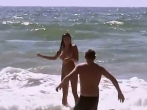 Lusty babes with big boobs surfing and frisky fishing
