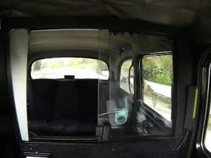 Blonde whore gags huge dick in fake taxi