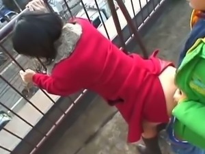 Asian slut gets banged hard outdoors
