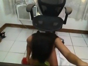 Asian Webcam Slut Sucking Dildo F