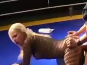 Blonde gets banged in the ring after a catfight