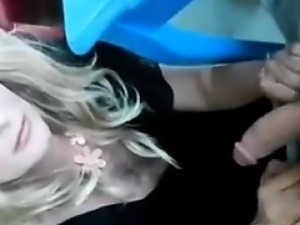 Blonde Shemale Giving A Blowjob