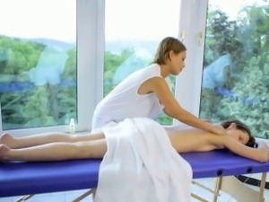 Gorgeous lesbian massaged