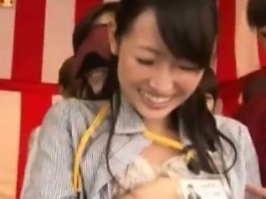 Nippon stewardesses flashing their petite boobs