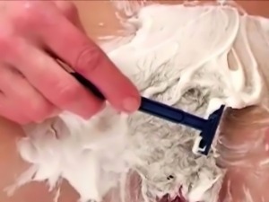 Dirty Granny shaves Her hairy Slit