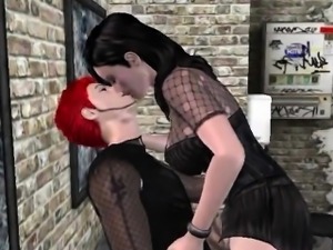 Goth couple fucks in bathroom