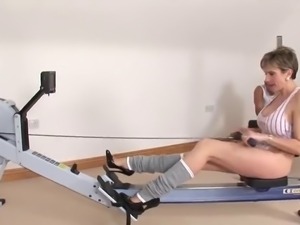 Sexy Busty Mature fucks her personal trainer 