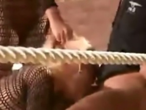 Cleaning girls sucking and fucking in the ring