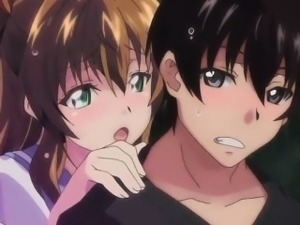 Busty Japanese anime coed tittyfucking and facial cumming