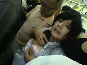 Shy Girl gangbanged in a public train