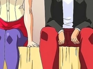 Busty anime slut riding a fat penis