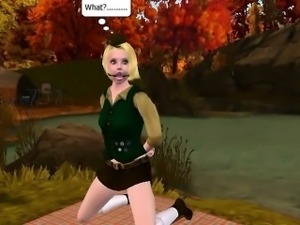 3D girl scout sucking on a studs cock in the woods