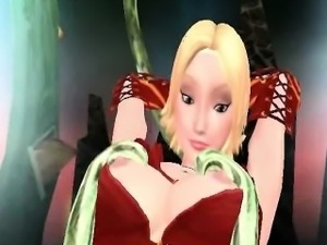 Hot 3D cartoon blonde gets fucked by some tentacles