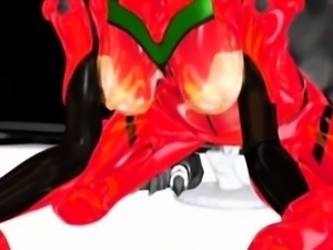 Horny 3D hentai slut sucking tentacles