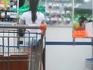 Teen At The Grocery Store In Shorts