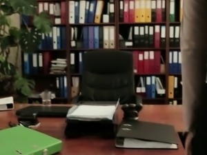 Office secretary in stockings fucked on desk