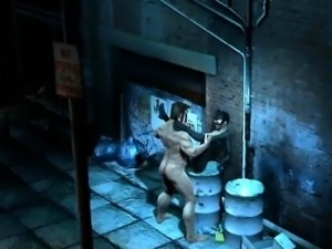 3D Catwoman gets fucked hard outdoors by Wolverine