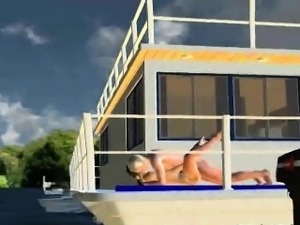 Foxy 3D cartoon blonde babe gets fucked on a boat