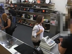 Big ass brunette babe fucked by pawn guy in the backroom