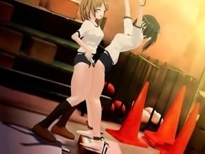 Tied up hentai anime girl gets cunt vibed hard