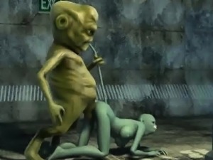 3D cartoon cat babe getting fucked hard by an alien