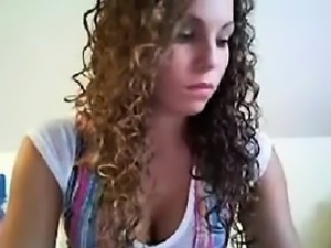 Curly Haired Cam Girl Masturbates