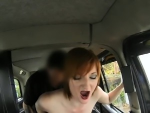 Horny redhead pounded by pervert driver in the backseat