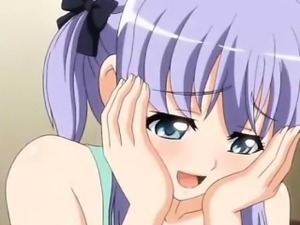 Shy hentai doll in apron jumping craving dick in bed