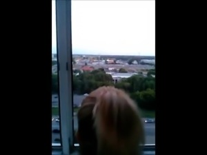 Russian whore near the window. Anal plug. Orgasm.