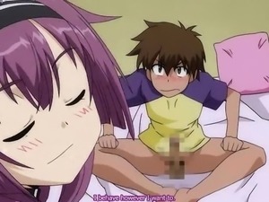 Hentai maid jerking a big cock