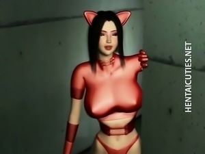 Hot anime catwoman showing huge boobs
