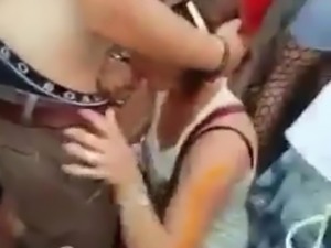 Dutch girl sucking cock at a festival