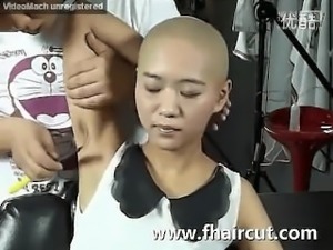 Girl hairy armpits shaved clean by straight razor.