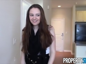 Young real estate agent sucks cock in public