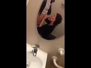 Girlfriend sucking in bathroom that is public
