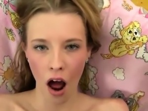 Thirsty blowjob first time Slutty Angel likes the taste of c