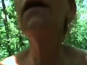 Horny Redhead Granny Gets Banged Outdoors