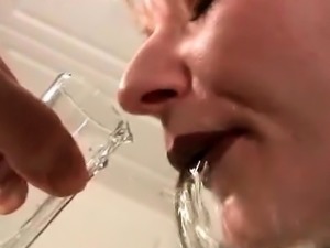 Hot sex slave having one piss shot after another