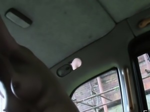 Slim babe pussy and tits banged in fake taxi