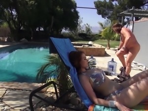Outdoor fuck with a chubby redhead who needs a hard prick