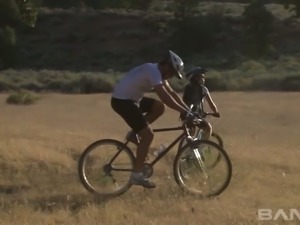 Nice bicycle parade ends up with hard oral session for busty mommy Venus and...