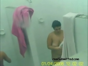 Chubby brunette milf housewife filmed secretly in the bathroom