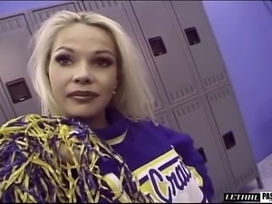Captivating cheerleader tight anal getting pounded in the locker room